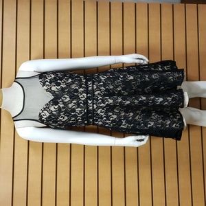 Minuet Womens Dress Size Large Black Floral Lace Sleeveless